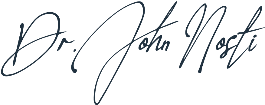 Signature of Dr. Nosti printed on a black background